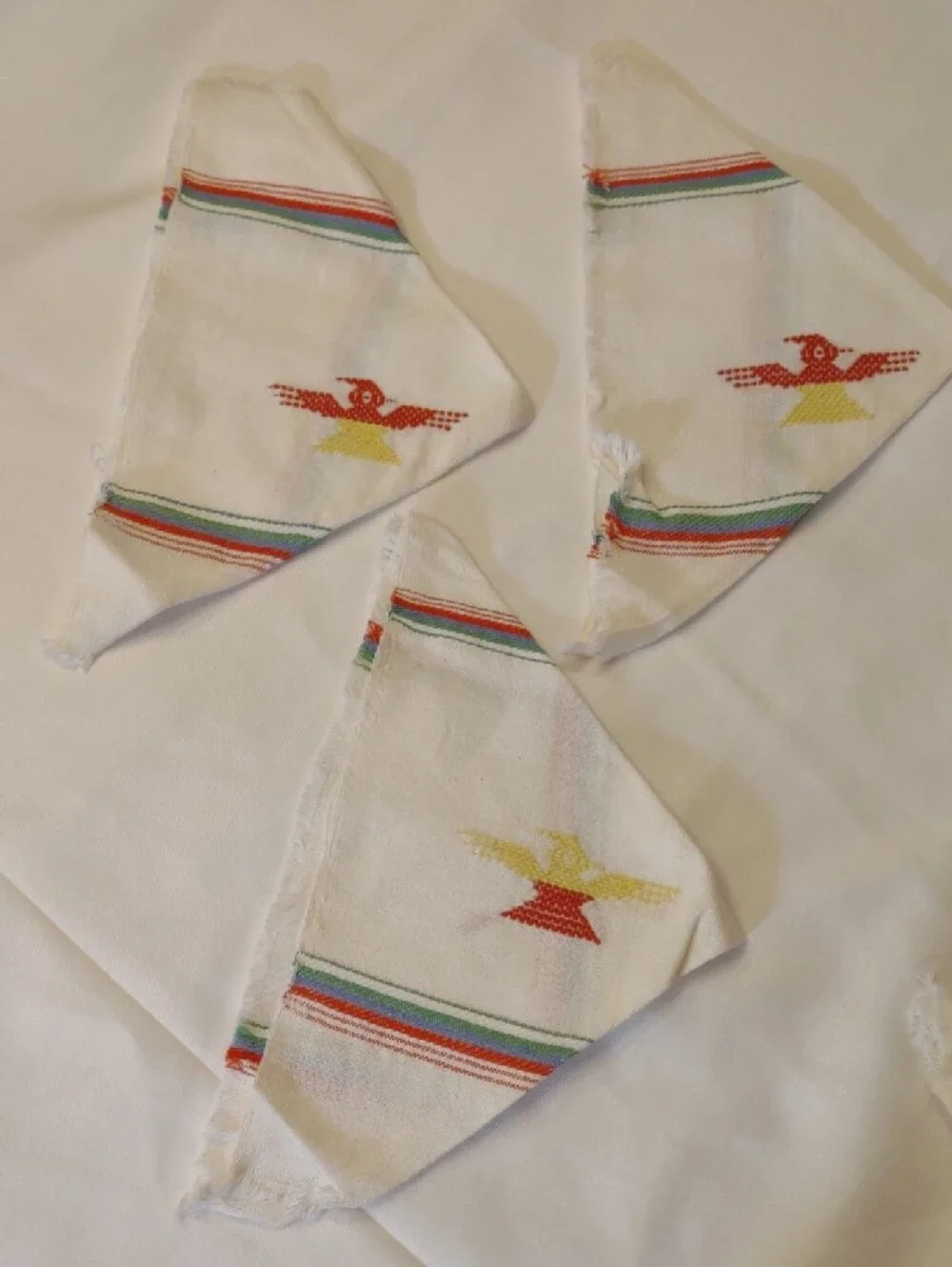 Vintage White Handcrafted Woven & Embroidered Napkins and Tablecloth/Runner Set